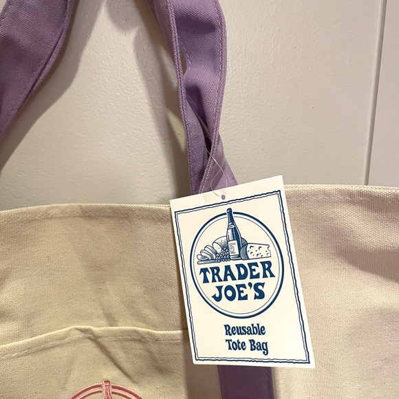 2026! Lavender Large Canvas Tote Bag Trader Joe’s NEW with Tag - Picture 2 of 3